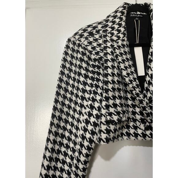 For Love & Lemons Bonnie Cropped Jacket Black White Houndstooth Size Large NWT - Picture 3 of 14